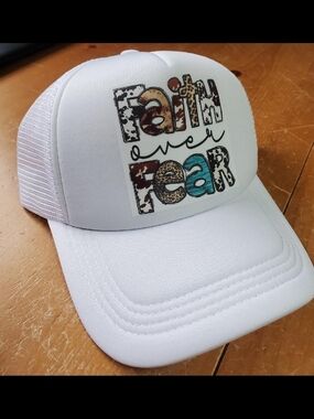Faith Over Fear White Trucker Hat